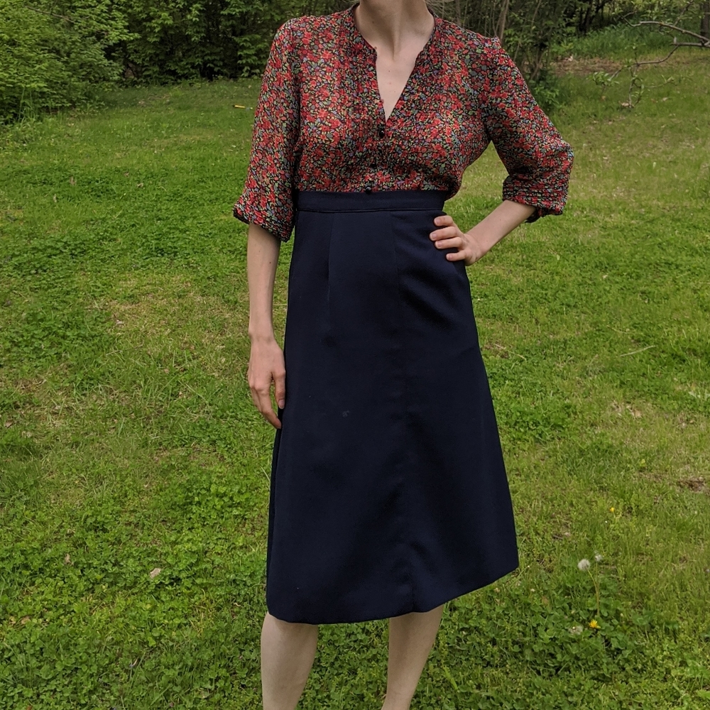 vintage twentyone small floral print sheer blouse - Picture 1 of 4